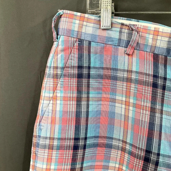 Peter Millar Golf Shorts Men 36‎ Plaid Seaside Multicolor Linen Silk Pockets - Picture 5 of 6